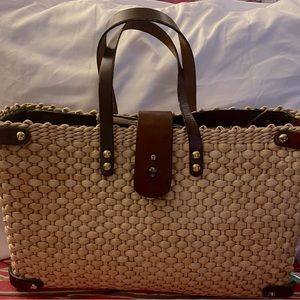 Vintage Aigner Straw and Leather Purse